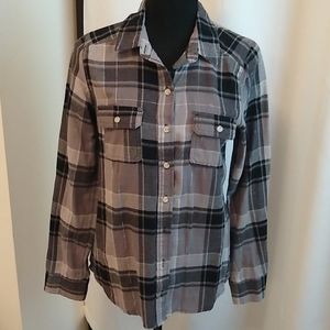 Black and Grey Flannel Plaid Shirt